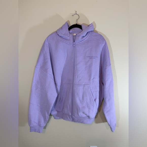 New Comfrt Pastel Zip Hoodie Medium Oversized Unisex Lavender Cozy - Picture 4 of 9